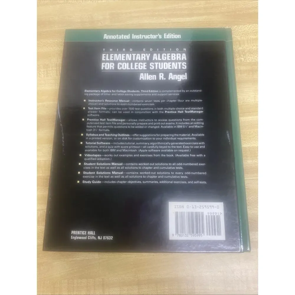 Intermediate Algebra for College Students, 3rd, HC Angel, Allen Instructor’s Ed